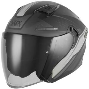Offener Motorradhelm NOX N130 EKTO matt schwarz-silber