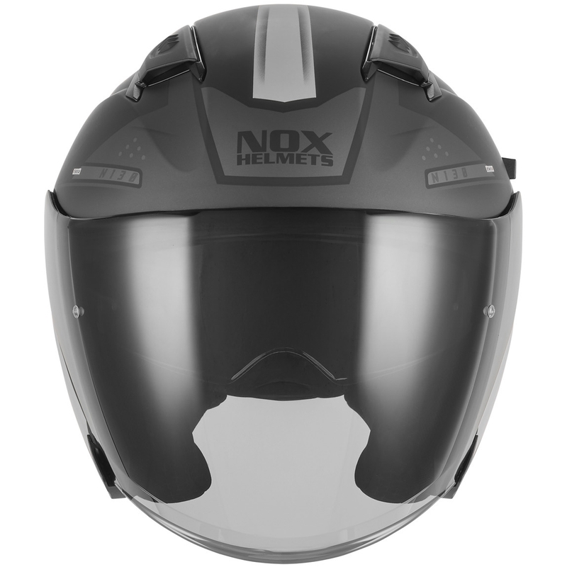 Offener Motorradhelm NOX N130 EKTO matt schwarz-silber