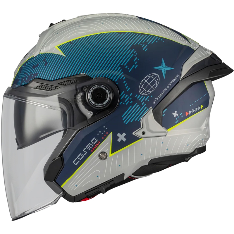 Offener Motorradhelm MT Cosmo SV Layout C7, matt blau-weiß