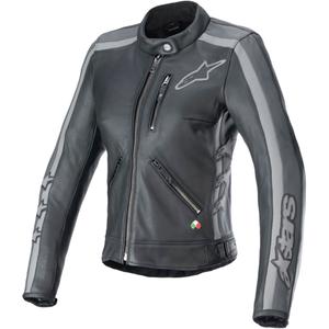 Alpinestars Stella Dyno Damen-Leder-Motorradjacke Schwarz-Grau