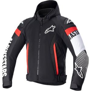 Alpinestars Zaca Air Waterproof Motorradjacke schwarz-weiß-fluoreszierend rot