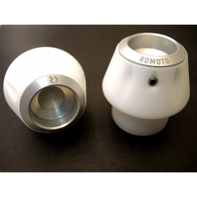Crash protectors RDMOTO weiß with silver caps