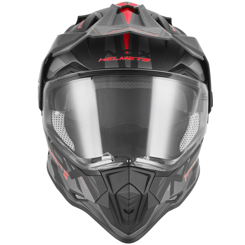 Enduro-Motorradhelm NOX N312 Track, matt schwarz-rot