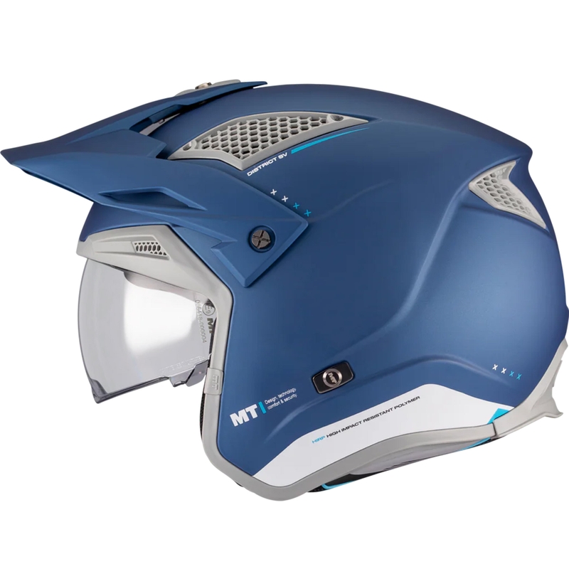 Offener Trial-Motorradhelm MT District SV S Soul C7 matt blaugrau