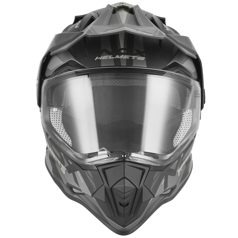 Enduro-Motorradhelm NOX N312 Track, matt schwarz-silber