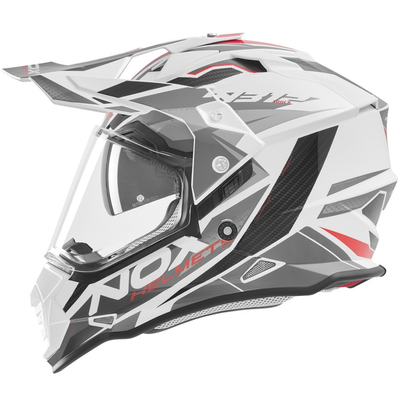 Enduro-Motorradhelm NOX N312 Track weiß-rot