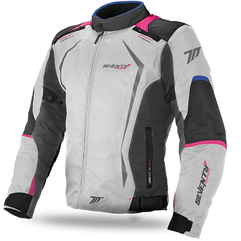 Damen Motorradjacke SEVENTY DEGREES SD-JR49 grau-blau-pink