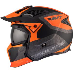 Offener Helm mit Visier MT Streetfighter SV Totem B4 schwarz-grau-orange - II. Qualität