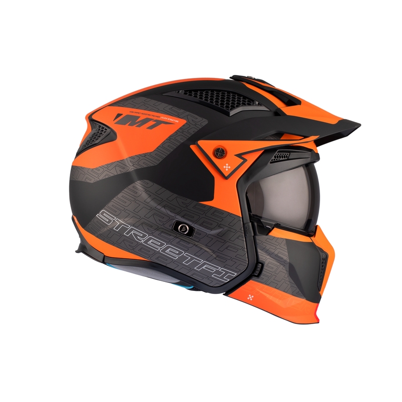 Offener Helm mit Visier MT Streetfighter SV Totem B4 schwarz-grau-orange - II. Qualität