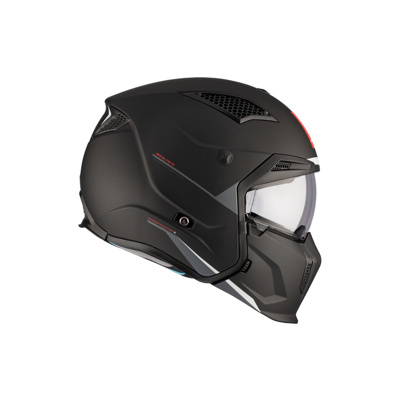 Offener Helm mit Maske MT Streetfighter SV S Solid A1 schwarz matt mit Iridium-Visier - II. Qualität