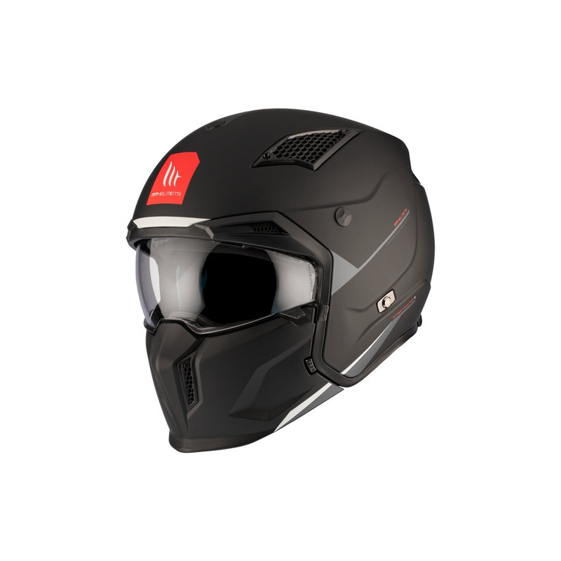 Offener Helm mit Maske MT Streetfighter SV S Solid A1 schwarz matt mit Iridium-Visier - II. Qualität