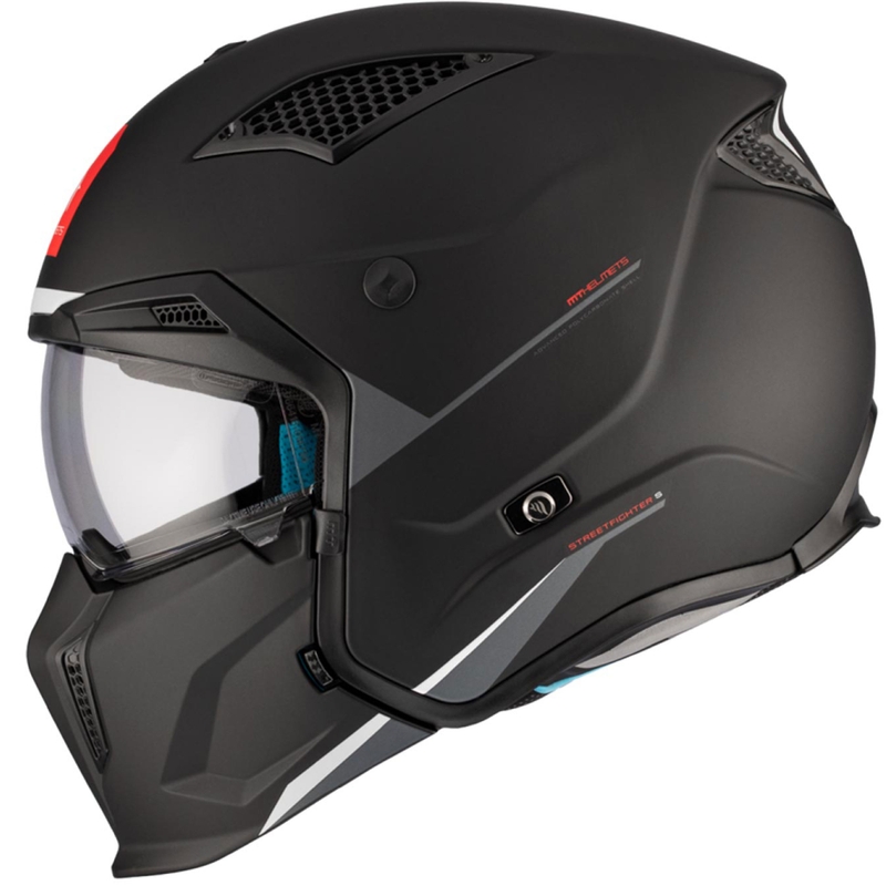 Offener Helm mit Maske MT Streetfighter SV S Solid A1 schwarz matt mit Iridium-Visier - II. Qualität
