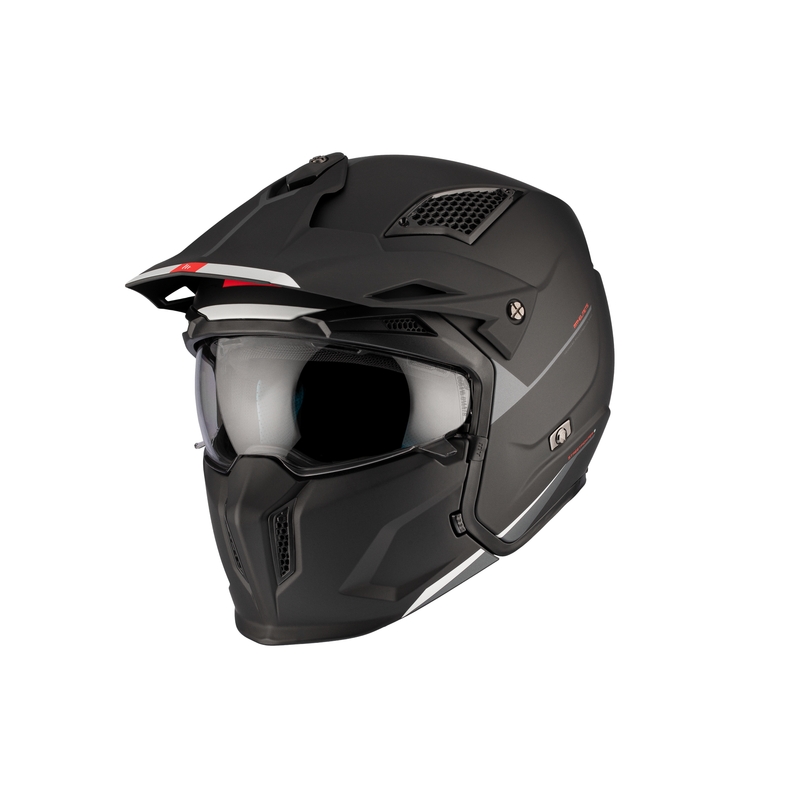 Offener Helm mit Maske MT Streetfighter SV S Solid A1 schwarz matt mit Iridium-Visier - II. Qualität