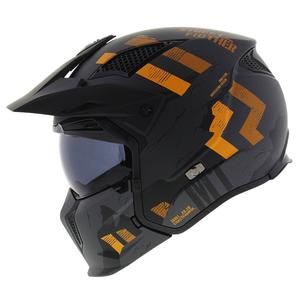 Offener Helm mit Maske MT Streetfighter SV S Skull A12 grau-orange mit Iridium-Visier - II. Qualität
