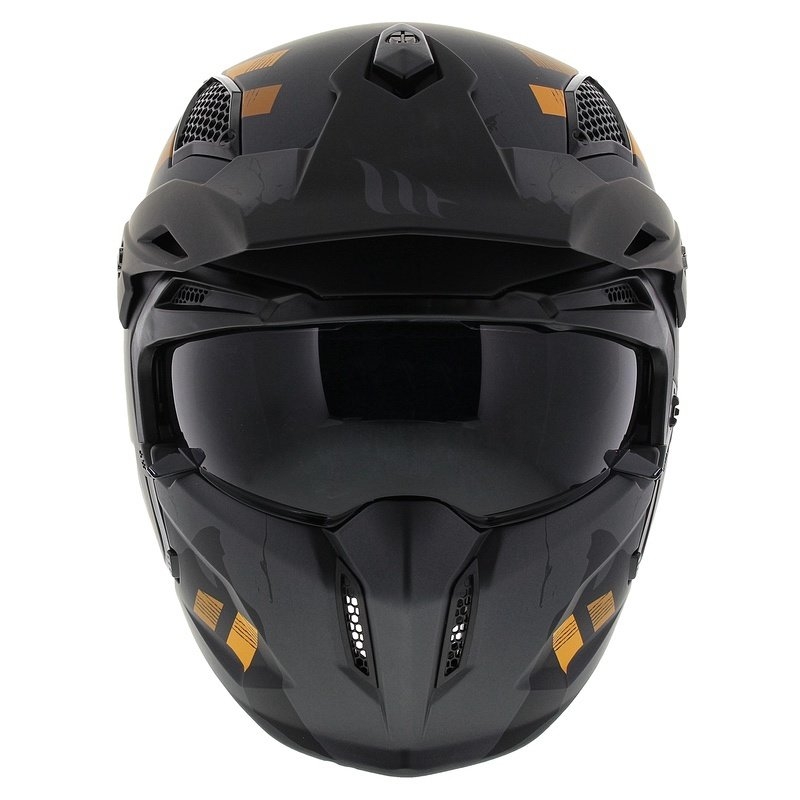 Offener Helm mit Maske MT Streetfighter SV S Skull A12 grau-orange mit Iridium-Visier - II. Qualität