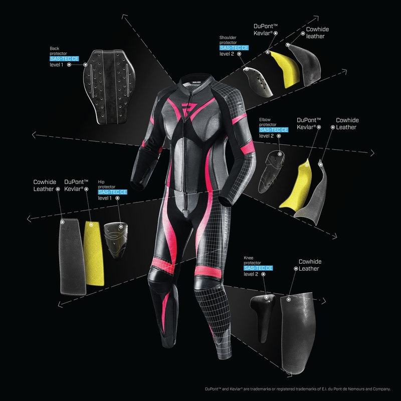 Rebelhorn Rebel Damen-Motorradhose weiß-rot-schwarz - II. Qualität