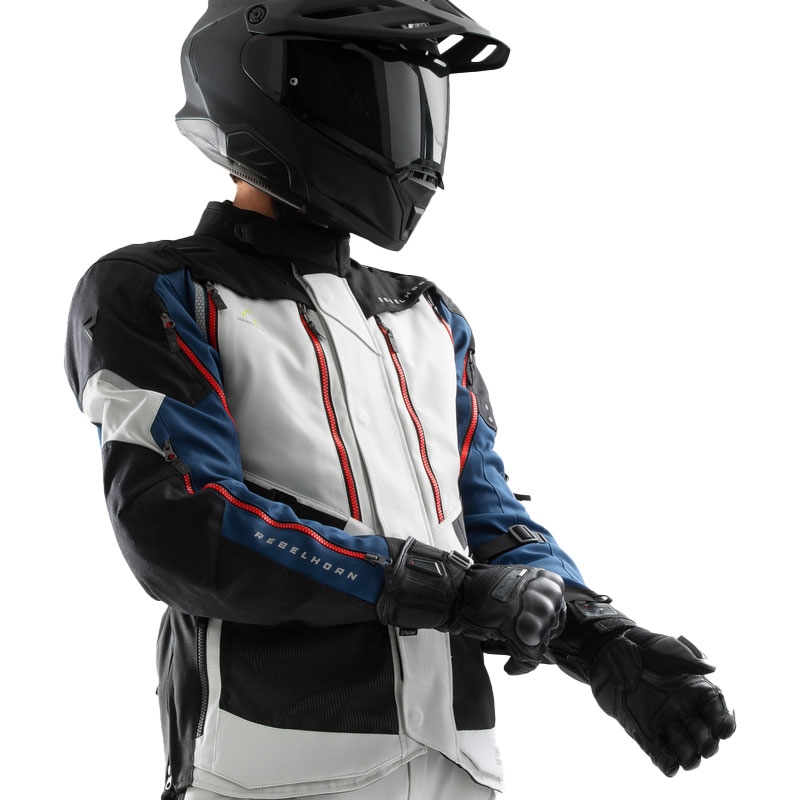 Motorradjacke Rebelhorn Hardy 3.0 blau-grau-rot - II. Qualität
