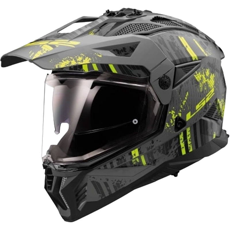Enduro-Motorradhelm LS2 MX702 PIONEER II CRAZY schwarz-fluoreszierend gelb