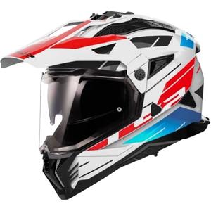 Enduro Motorradhelm LS2 MX702 PIONEER II NAMIB weiß-blau-rot