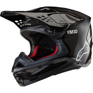 Motocross-Helm Alpinestars Supertech S-M10 Solides glänzendes Carbon