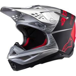 Motocross-Helm Alpinestars Supertech S-M10 Flood matt silber-schwarz-orange fluo
