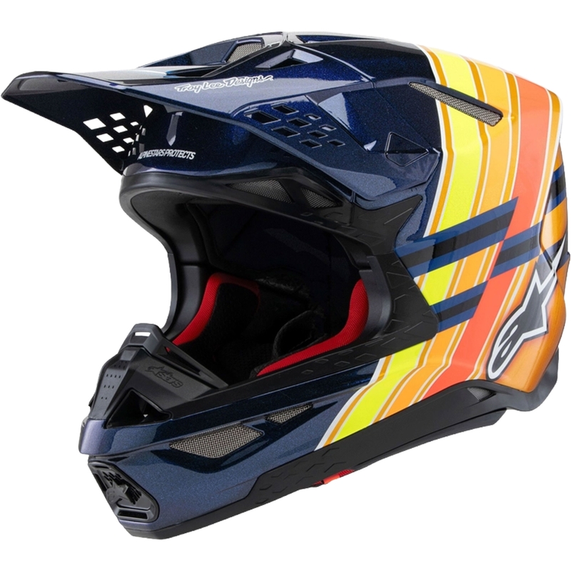 Motocross-Helm Alpinestars Supertech S-M10 Edition TROY LEE DESIGNS Perlblau-Fluo-Orange-Gelb-Rot