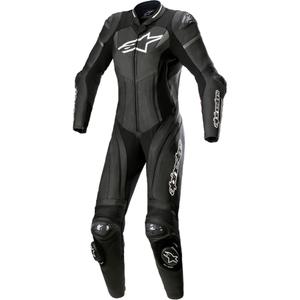 Alpinestars STELLA GP PLUS 2 Damen-Einteiler-Leder-Motorradanzug Schwarz-Weiß-Metallic-Grau