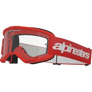 Alpinestars Vision 3 Wordmark rote Motocross-Brille mit klarem Plexiglas