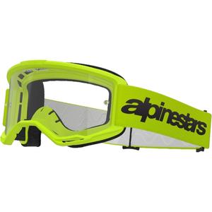 Motocross-Brille Alpinestars Vision 3 Wordmark fluo gelb mit klarem Plexiglas