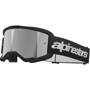 Alpinestars Vision 3 Wordmark Motocross-Brille schwarz mit verspiegeltem silbernem Plexiglas