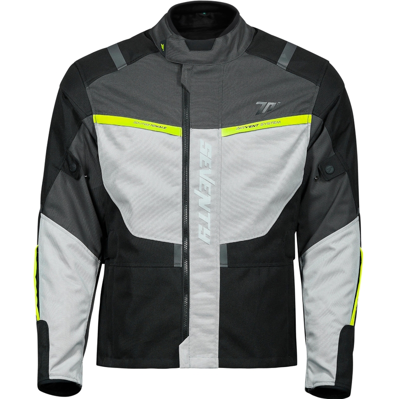 Damen-Motorradjacke Seventy Degrees SD-JT85 Tonale schwarz-grau-fluoreszierend gelb