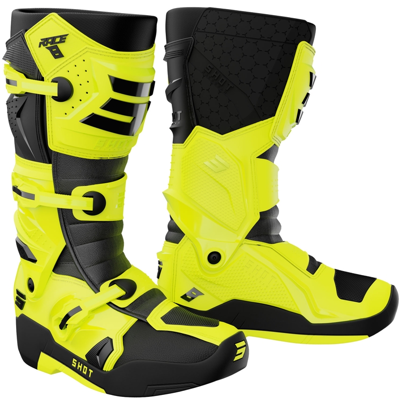 Shot Race 8 Motocross-Stiefel, fluoreszierend gelb