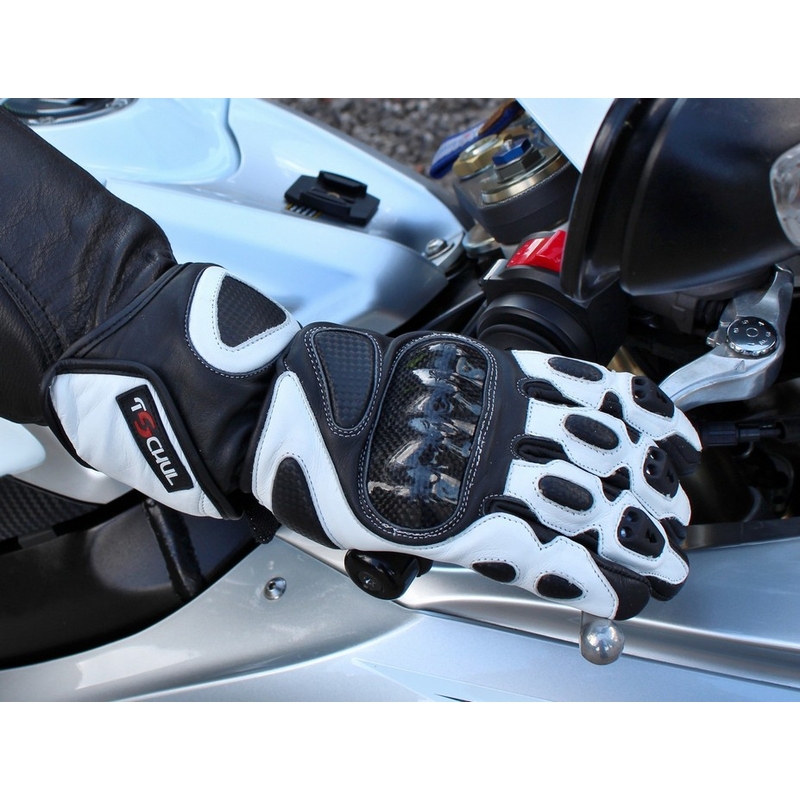 Motorradhandschuhe Tschul 212 schwarz und weiß Ausverkauf
