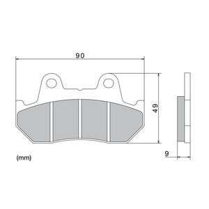 NISSIN Bremsbeläge, halbmetallische Mischung, 90x49x9 mm, 2 Stück