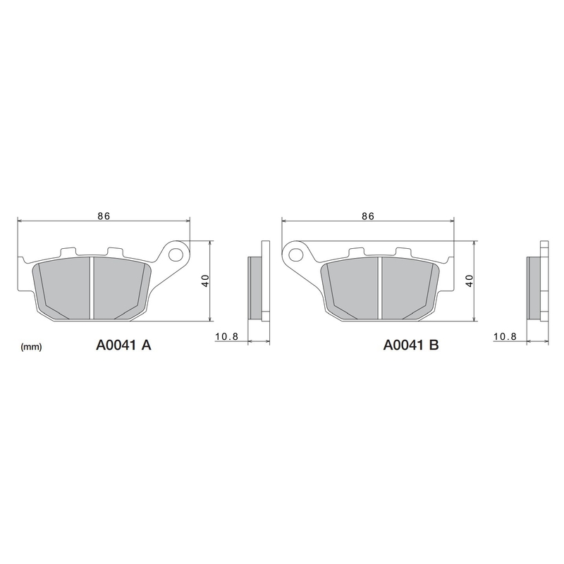 NISSIN Bremsbeläge, halbmetallische Mischung, 86 x 40 x 10,8 mm, 2 Stück