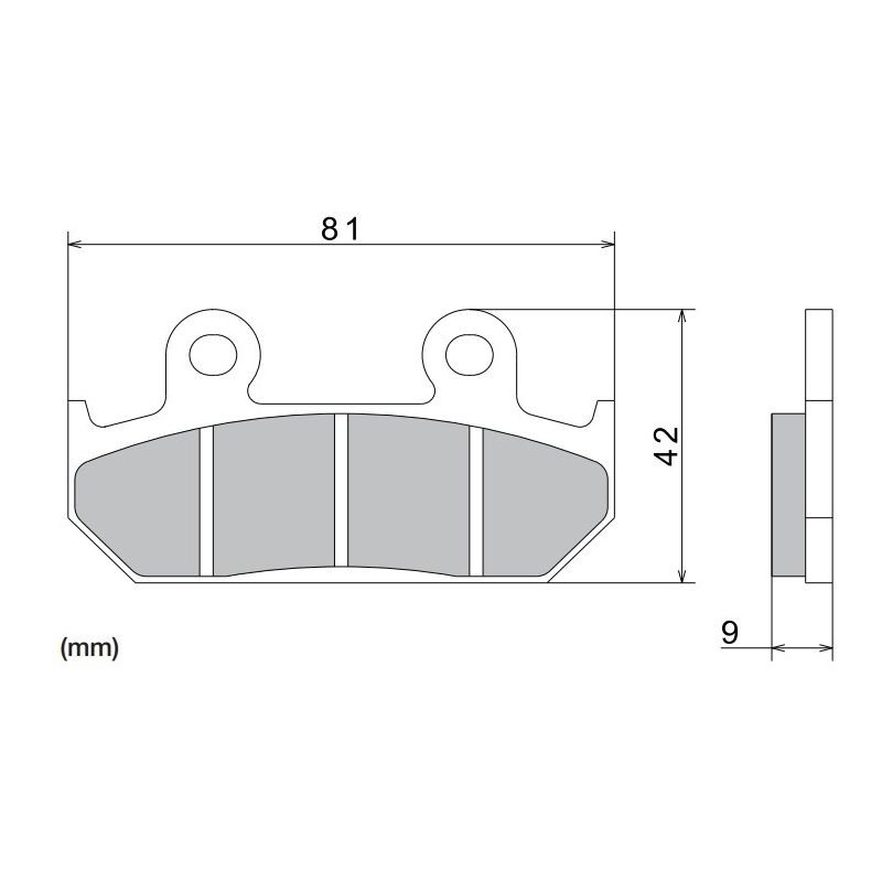 NISSIN Bremsbeläge, halbmetallische Mischung, 81x42x9 mm, 2 Stück