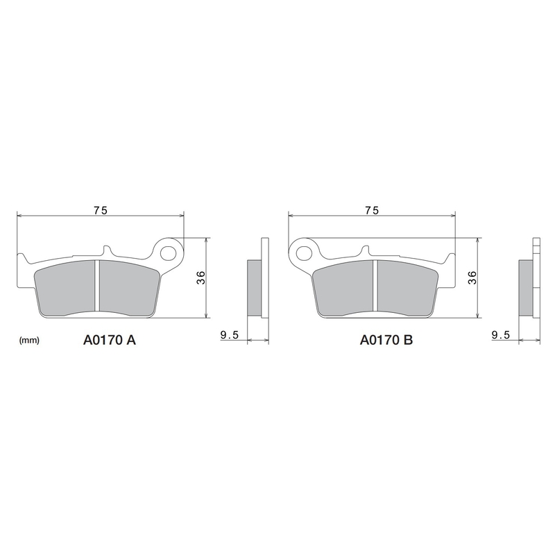 NISSIN Bremsbeläge, halbmetallische Mischung, 75 x 36 x 9,5 mm, 2 Stück