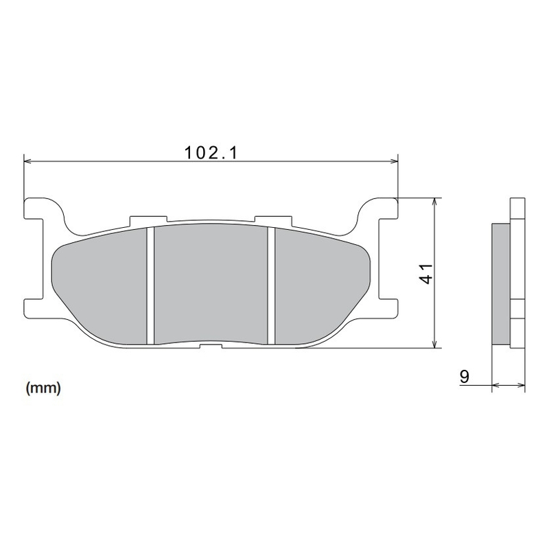NISSIN Bremsbeläge, halbmetallische Mischung, 102,1 x 41 x 9 mm, 2 Stück