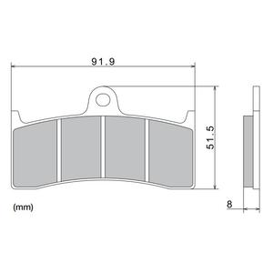 NISSIN Bremsbeläge, halbmetallische Mischung, 91,9 x 51,5 x 8 mm, 2 Stück