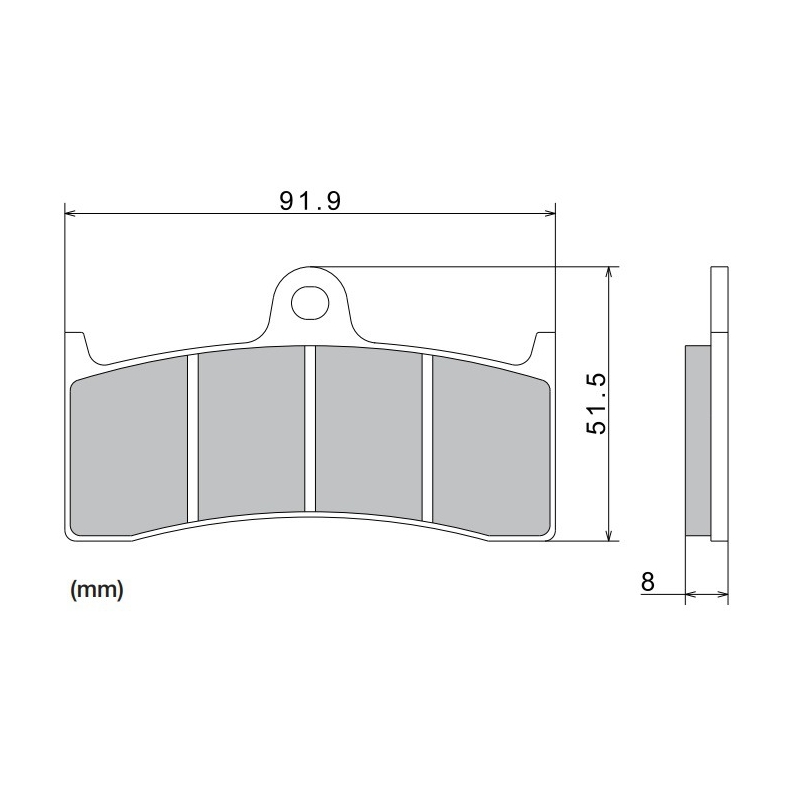 NISSIN Bremsbeläge, halbmetallische Mischung, 91,9 x 51,5 x 8 mm, 2 Stück