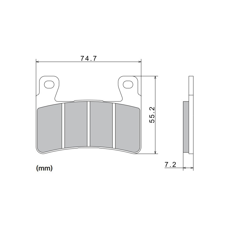 NISSIN Bremsbeläge, halbmetallische Mischung, 74,7 x 55,2 x 7,2 mm, 2 Stück