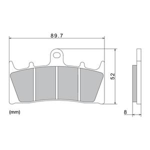 NISSIN Bremsbeläge, halbmetallische Mischung, 89,7 x 52 x 8 mm, 2 Stück