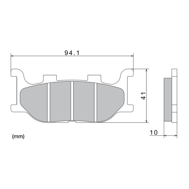 NISSIN Bremsbeläge, halbmetallische Mischung, 94,1 x 41 x 10 mm, 2 Stück