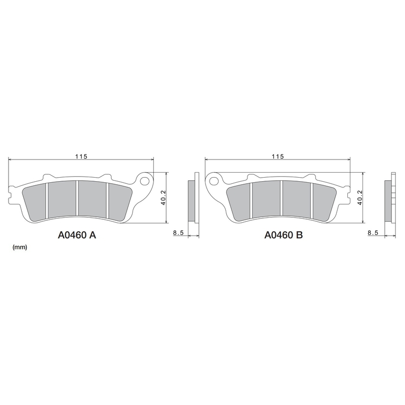 NISSIN Bremsbeläge, halbmetallische Mischung, 115 x 40,2 x 8,5 mm, 2 Stück