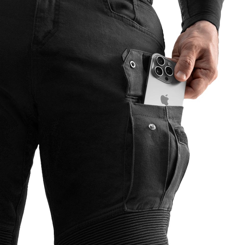 Rebelhorn Faster Cropped Motorcycle Jeans schwarz