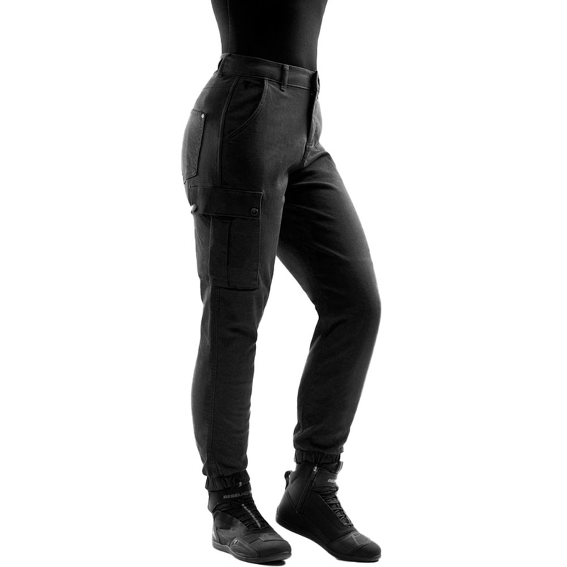 Rebelhorn Faster Damen-Motorradjeans, knöchellang, schwarz