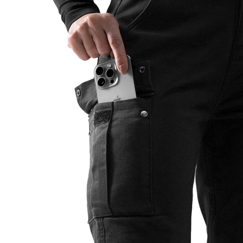 Rebelhorn Faster Damen-Motorradjeans, knöchellang, schwarz