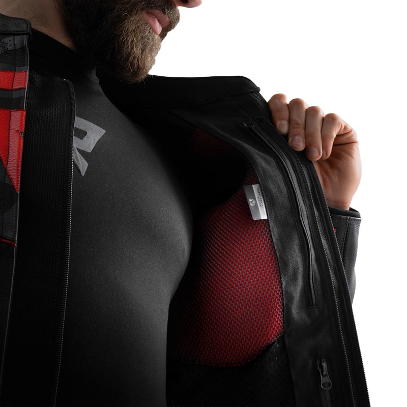 Rebelhorn Vandal 2 Leder-Motorradjacke, schwarz-grau-fluoreszierend rot