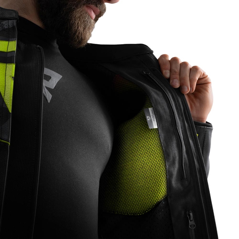 Rebelhorn Vandal 2 Leder-Motorradjacke, schwarz-grau-fluoreszierend gelb