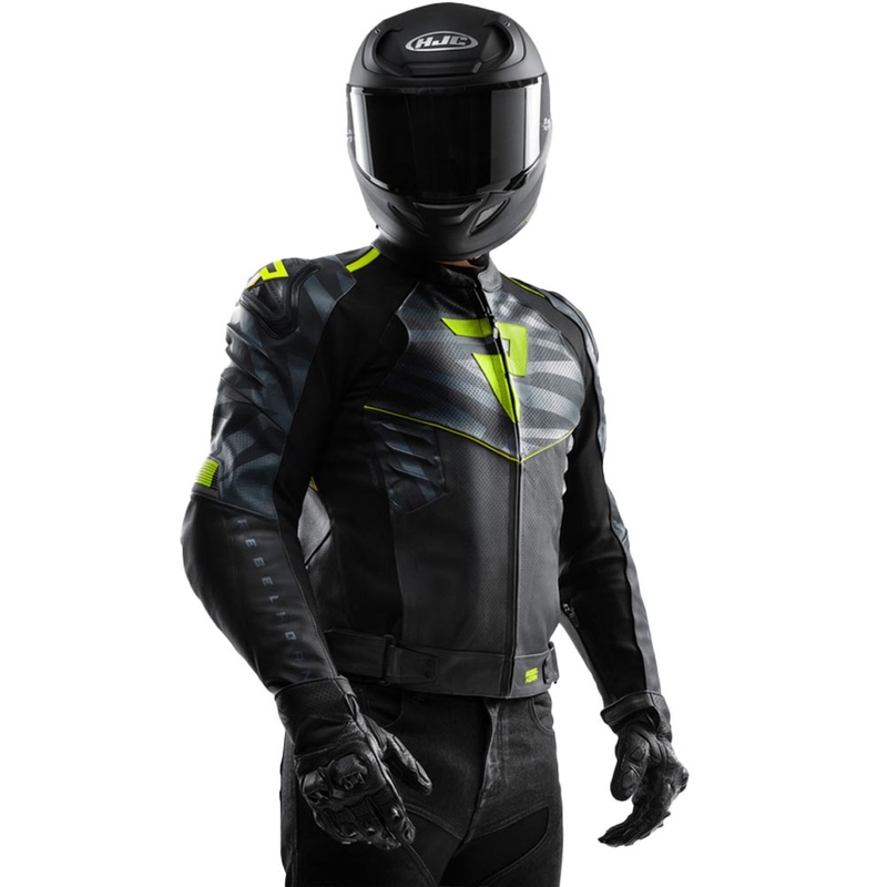 Rebelhorn Vandal 2 Leder-Motorradjacke, schwarz-grau-fluoreszierend gelb